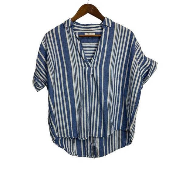 Madewell Courier Button-Back Shirt in Hinsdale Stripe Small - Picture 2 of 8